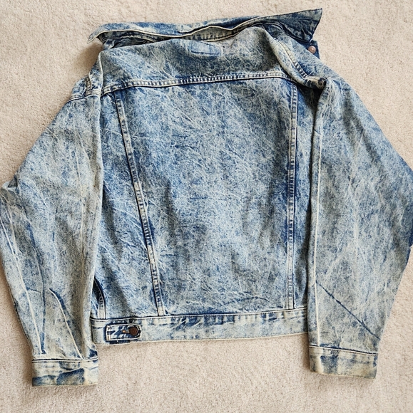 LEVIS 80s acid stone washed denim trucker jacket red tab made in USA XL - Picture 7 of 13